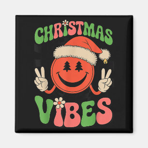 Aimant Ambiance de Noël Groovy Sourire Visage Chapeau de