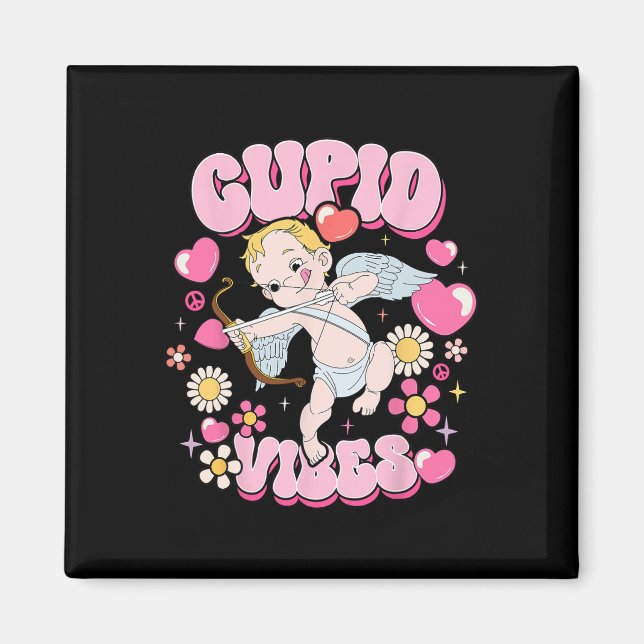 Aimant Ambiance Groovy Saint-Valentin Cupidon Bonne Saint (Devant)