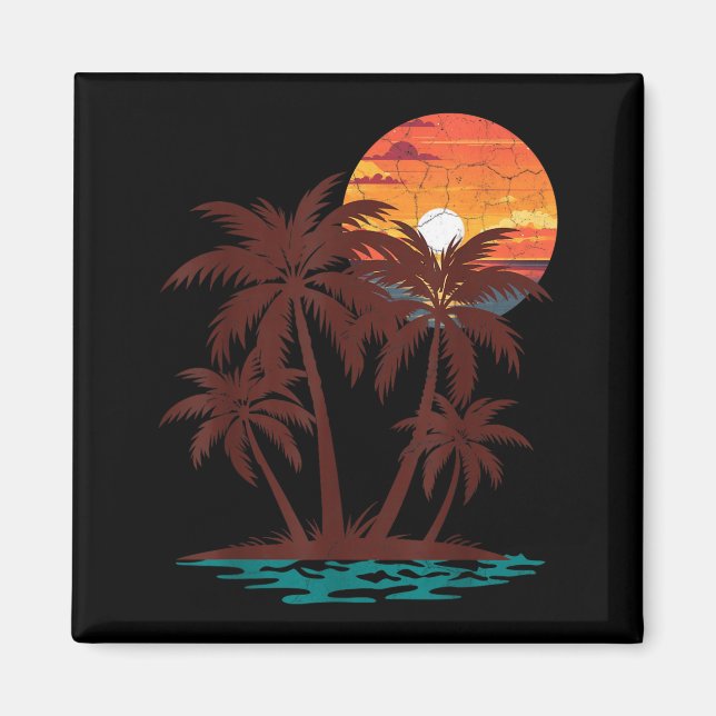 Aimant Ambiance Rétro 70s 80s Plage Coucher de Soleil Pal (Devant)