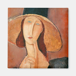 Aimant Amedeo Modigliani - Jeanne Hebuterne in Large Hat