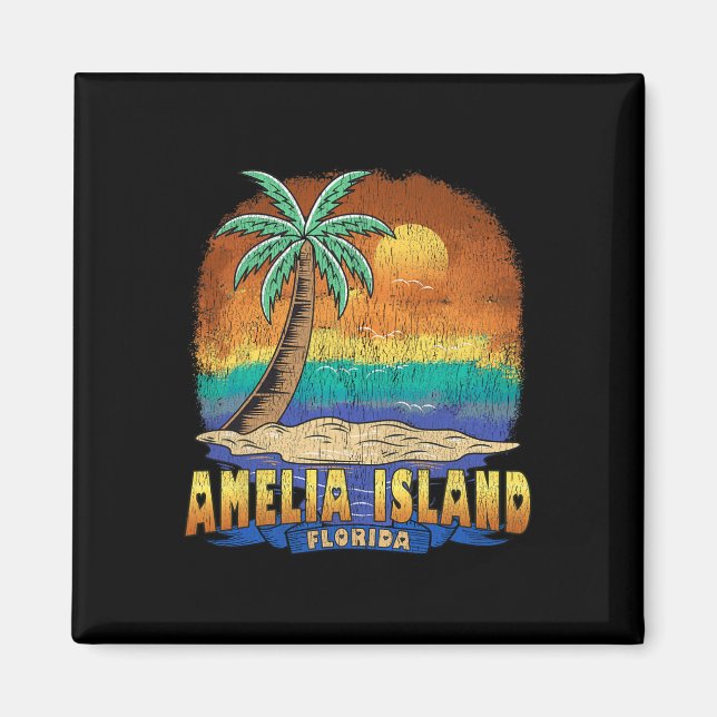 Aimant Amelia Island Floride Souvenir Vintage dénudé (Devant)