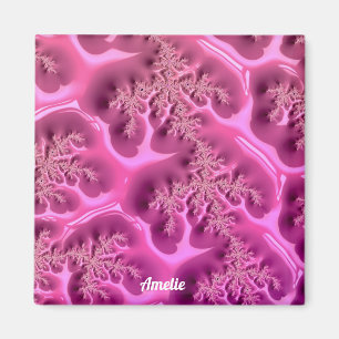 Aimant AMELIE ~ Fractale personnalisée ~ gaufre rose
