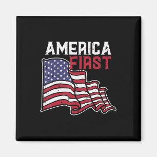 Aimant America First US Flag Memorial Day 4 juillet Homme