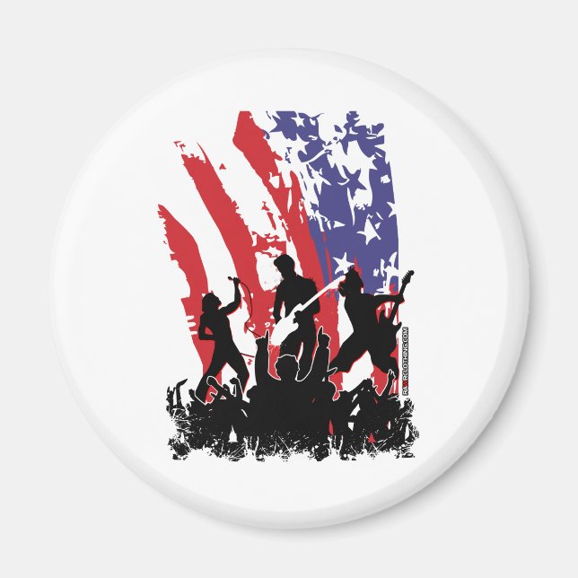 Aimant America Rocks - emo rock punk band usa flag (Devant)