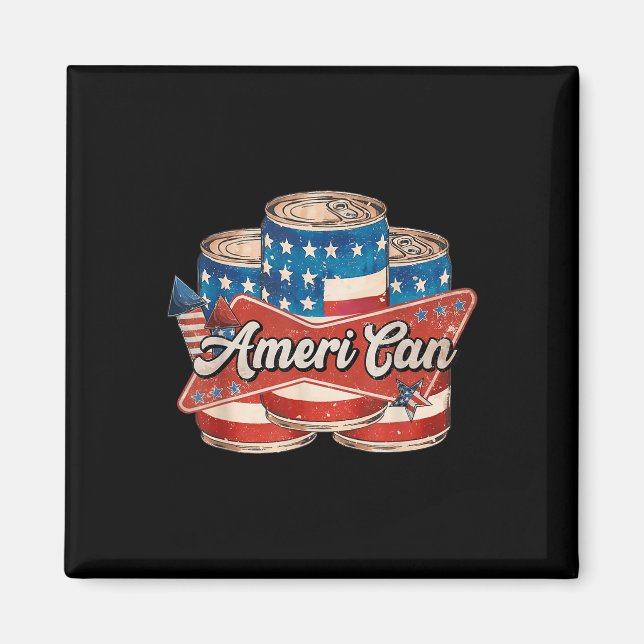 Aimant Américain Ameri Can 4 juillet Rétro Usa Bière Patr (Devant)