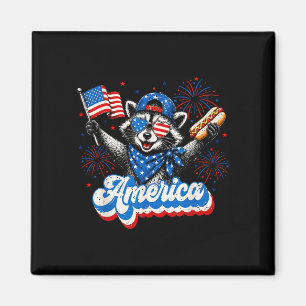 Aimant Américain drôle amateur de hot dog raton laveur pa