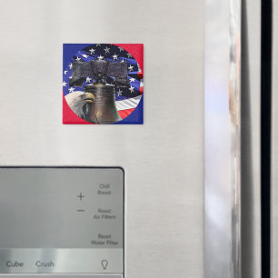 Aimant American Bald Eagle, Bell et drapeau