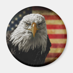 Aimant American Bald Eagle on Grunge Flag