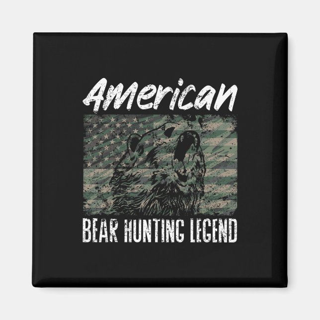 Aimant American Bear Hunter Legend Usa Drapeau Black Bear (Devant)