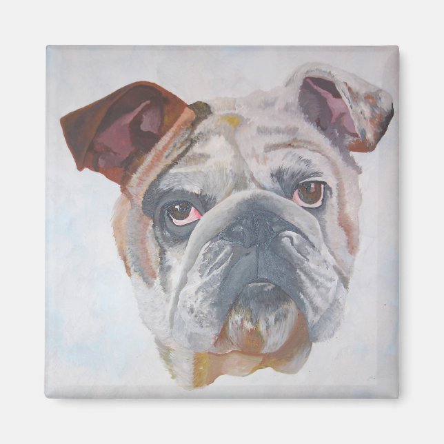 Aimant American Bulldog Artistic Pet Portrait (Devant)