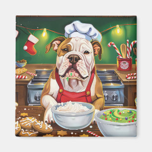 Aimant American Bulldog Holiday Baking : Noël festif