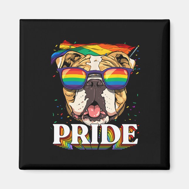 Aimant American Bulldog Lgbtq Rainbow Flag Pride Mois Do (Devant)