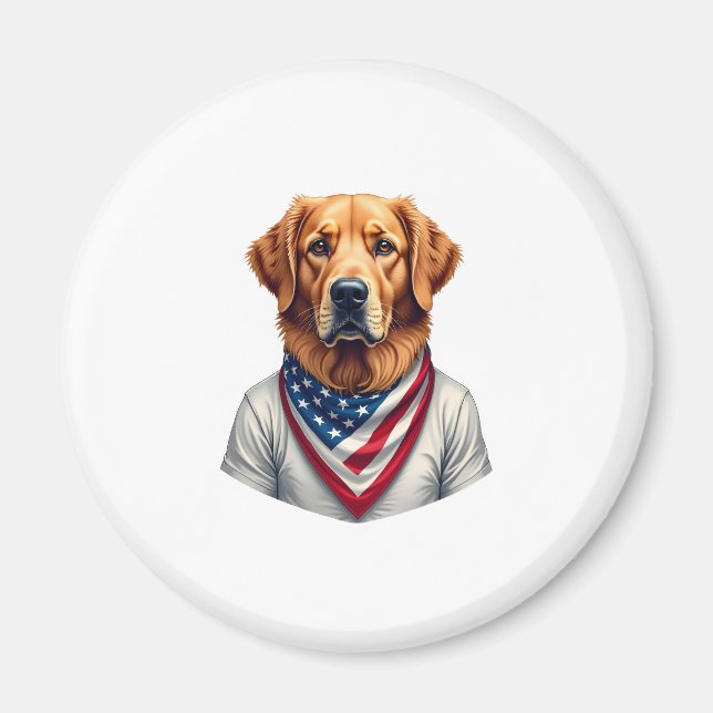 Aimant American Canine Golden Retriever Vintage Tee (Devant)