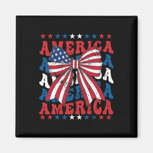 Aimant American Coquette Bow Patriotique Usa Drapeau Happ