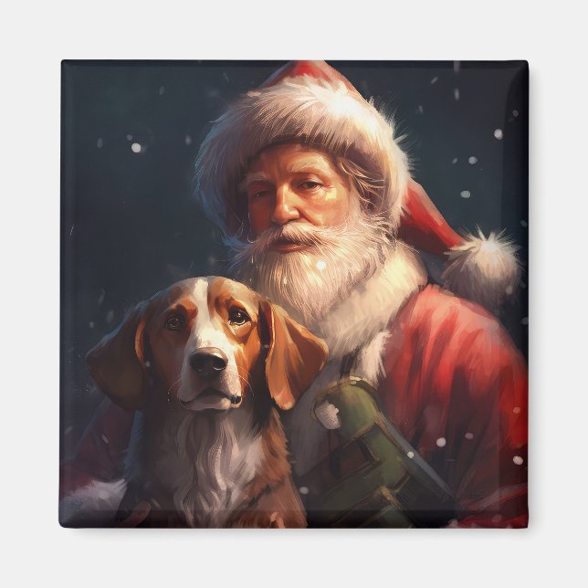 Aimant American English Foxhound Santa Claus Noël (Devant)