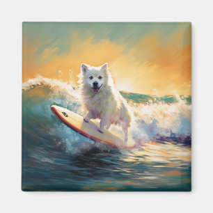 Aimant American Eskimo Beach Surf Peinture