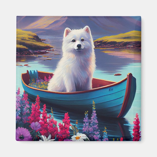 Aimant American Eskimo Dog on Paddle : Une aventure Pitto (Devant)