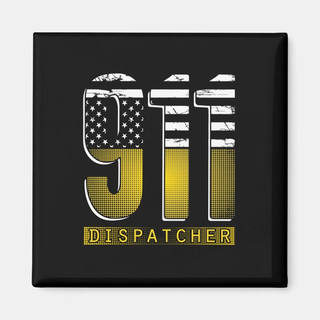 Aimant American Flag 911 Dispatcher Gold USA (Devant)
