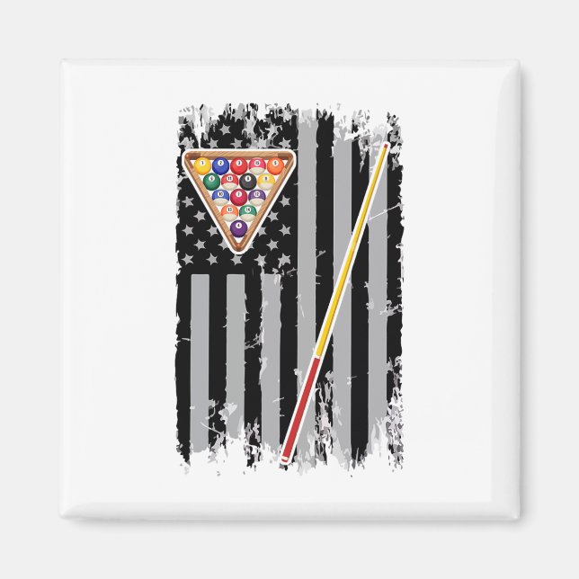 Aimant American Flag Billiard Vintage Pool Player Vintage (Devant)