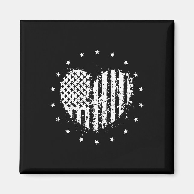 Aimant American Flag Heart 4 juillet (Devant)