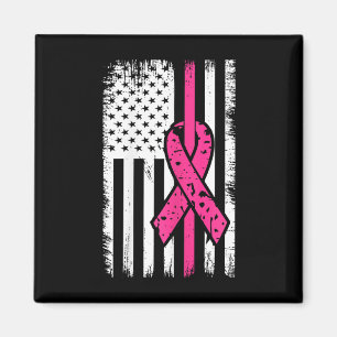 Aimant American Flag Pink Ribbon Sensibilisation au cance