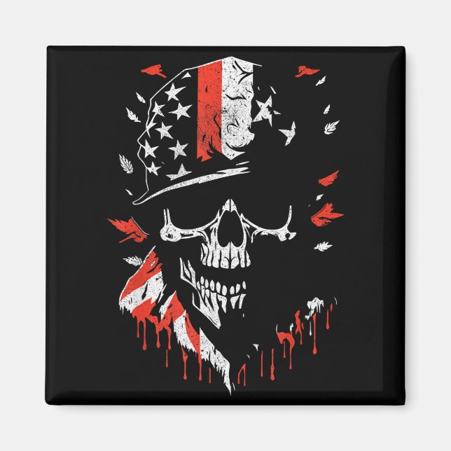 Aimant American Flag Skull Soldier Patriotic Military Gra (Devant)
