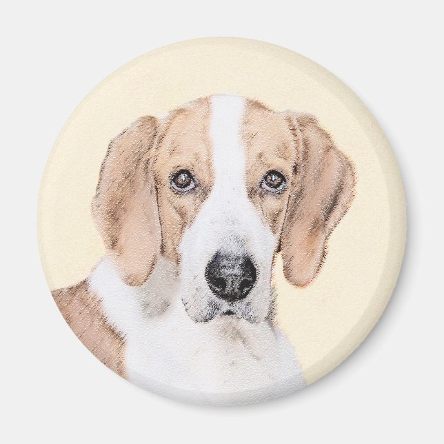 Aimant American Foxhound Painting - Joli art original chi (Devant)