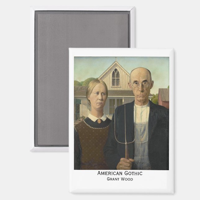 Aimant American Gothic, Grant Wood (Recto/Verso)