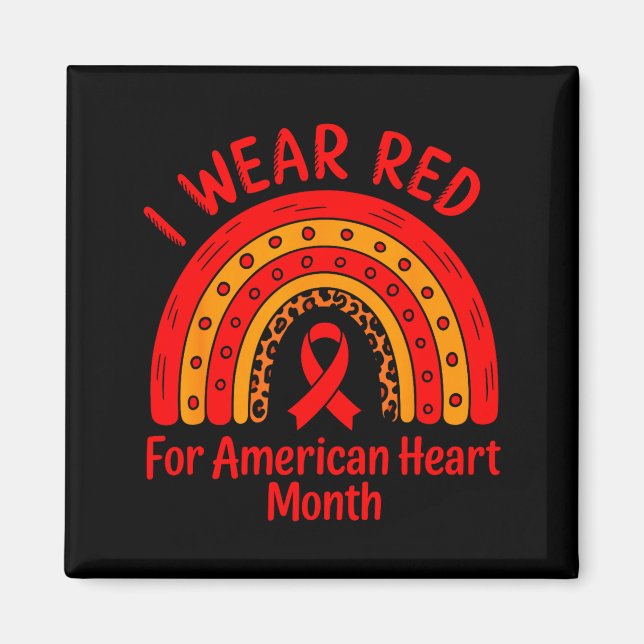Aimant American Heart Disease Awareness Month Ribbon Red  (Devant)