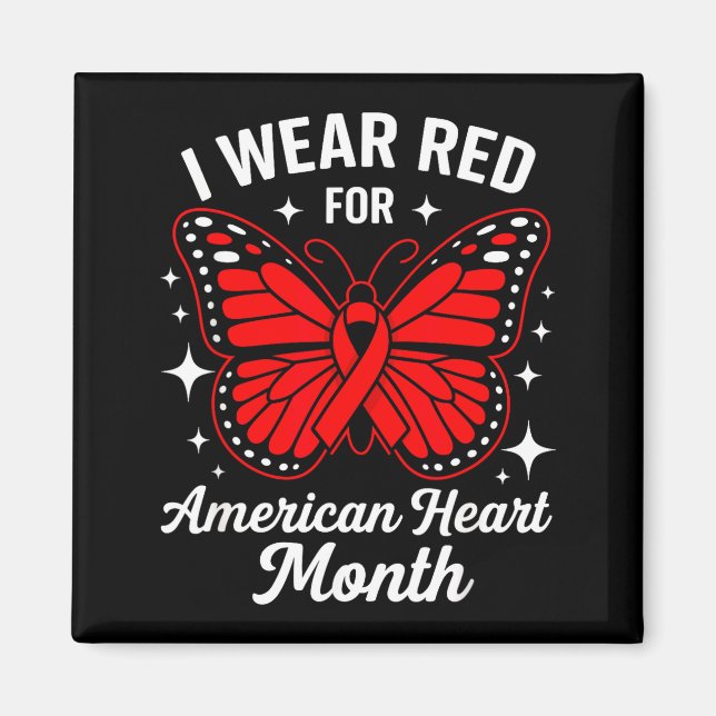 Aimant American Heart Disease Awareness Month Ribbon Red  (Devant)