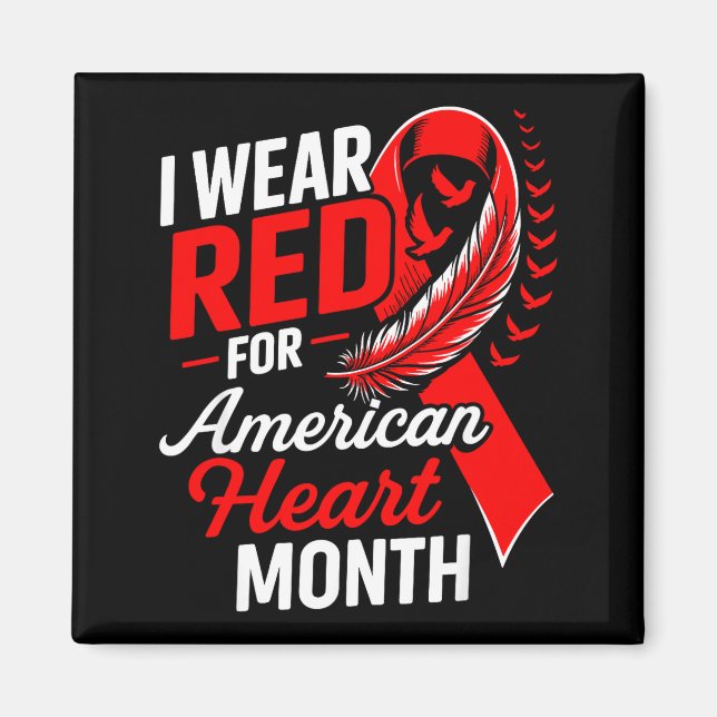 Aimant American Heart Disease Awareness Month Ribbon Red  (Devant)