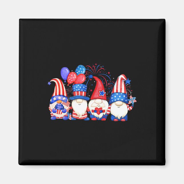 Aimant American Patriotic Gnomes Usa Independence Day 4e (Devant)