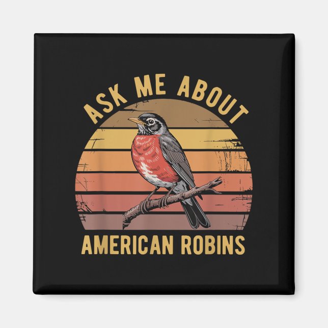 Aimant American Robin Oiseau observer Lover Vintage Retro (Devant)
