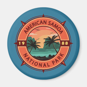 Aimant American Samoa National Park Retro Compass Emblem