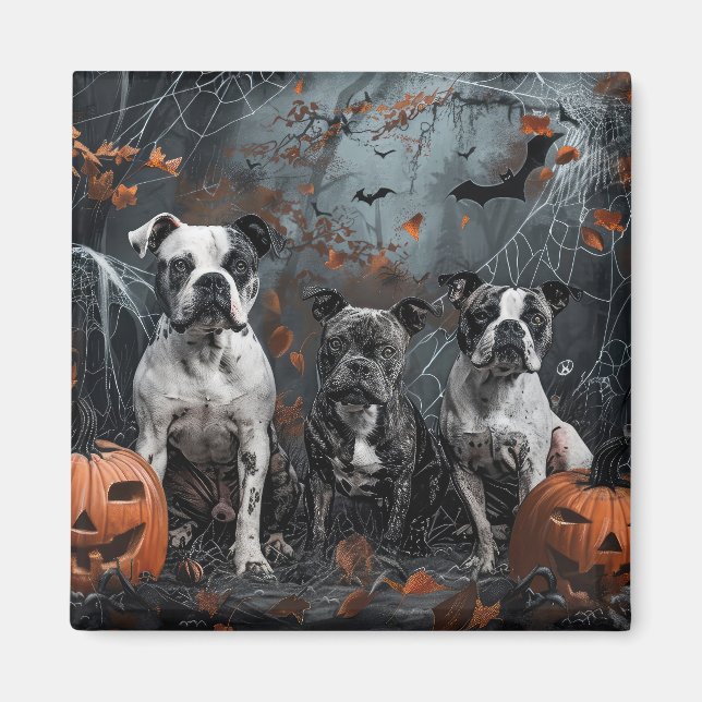 Aimant American Staffordshire Chien de nuit d'Halloween (Devant)