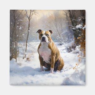 Aimant American Staffordshire Laissez tomber la neige de