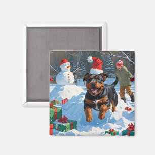 Aimant American Staffordshire Noël Festive Neige
