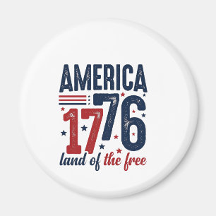 Aimant Amérique 1776 Terre de liberté Vintage Patriote Sh