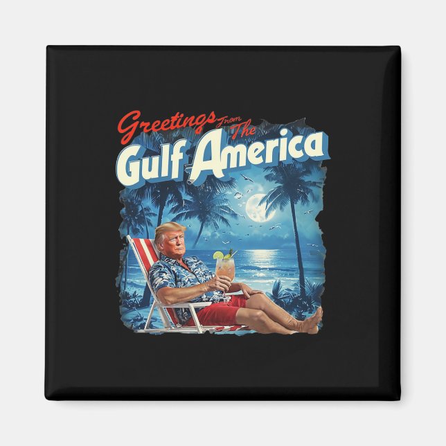 Aimant Amérique du Golfe Trump 2024 Retro Beach Usa Ameri (Devant)