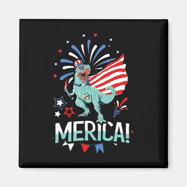 Aimant Amerisaurus Rex Jour de l'indépendance du drapeau  (Devant)