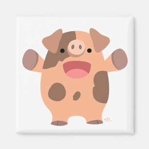Aimant amical de porc de bande dessinée