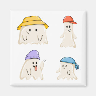 Aimant Amis fantômes portant des chapeaux colorés