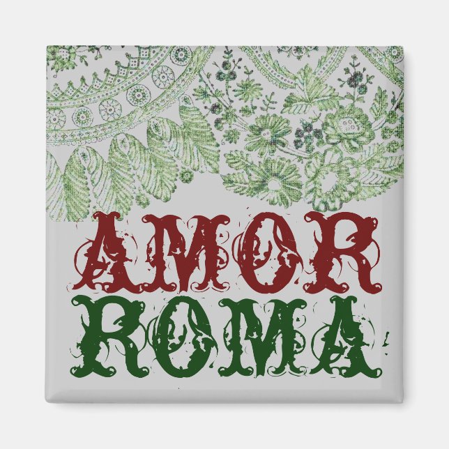 Aimant Amor Roma avec dentelle verte (Devant)