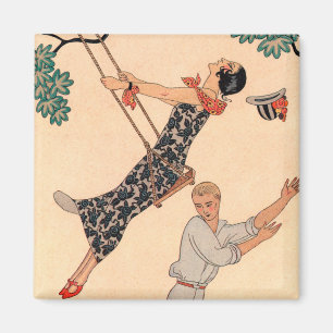 Aimant Amour Art Déco Vintage, La Balançoire de George Ba