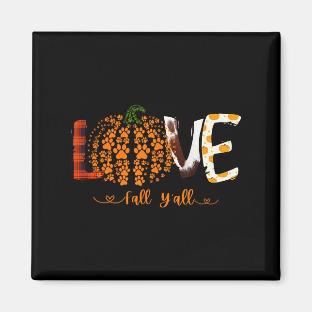 Aimant Amour Automne À Tous Citrouille Empreinte De Patte (Devant)
