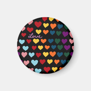 Aimant Amour avec arc-en-ciel de cœurs