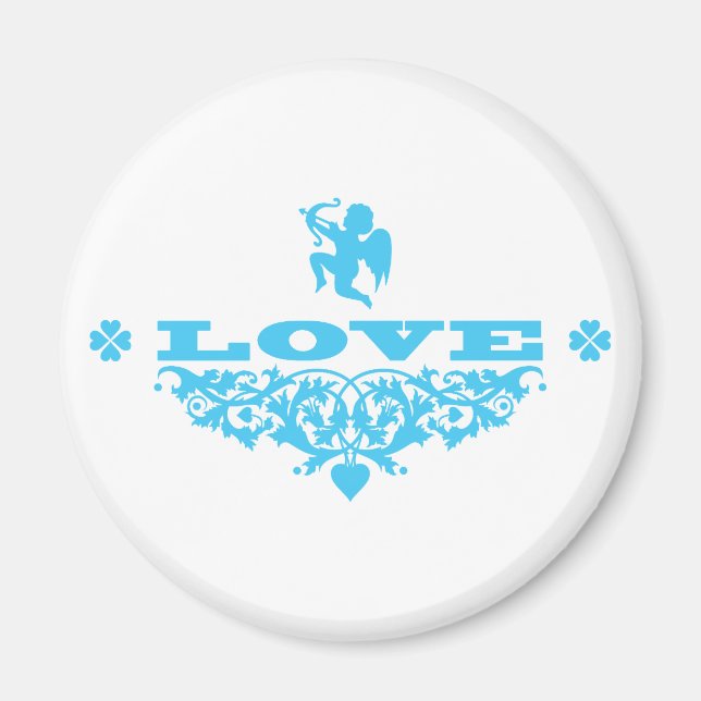 Aimant Amour avec Cupidon (Bleu) (Devant)