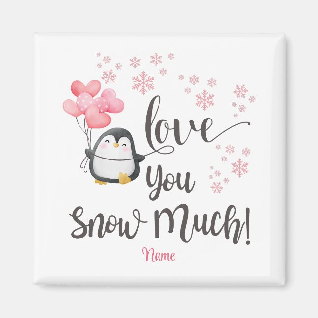 Aimant Amour - Cute Valentine Penguin Personnalisé (Devant)