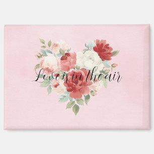 Aimant Amour dans l'air rouge rose cœur floral