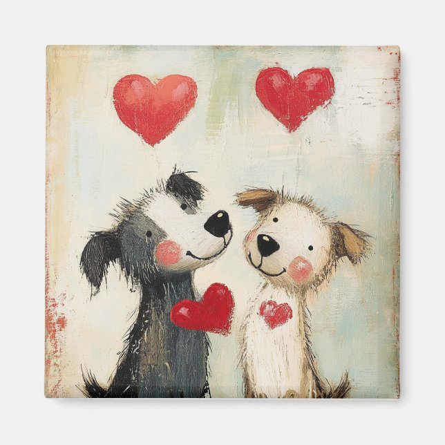 Aimant Amour de chiot, valentine chien, (Devant)